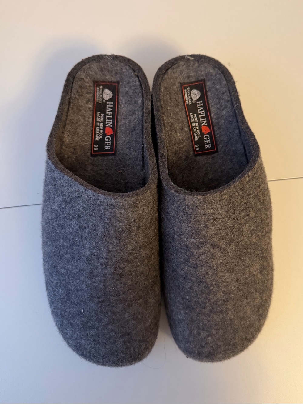 HAFLINGER Womens Michel Clogs Gray Wool Size 39 Slip On